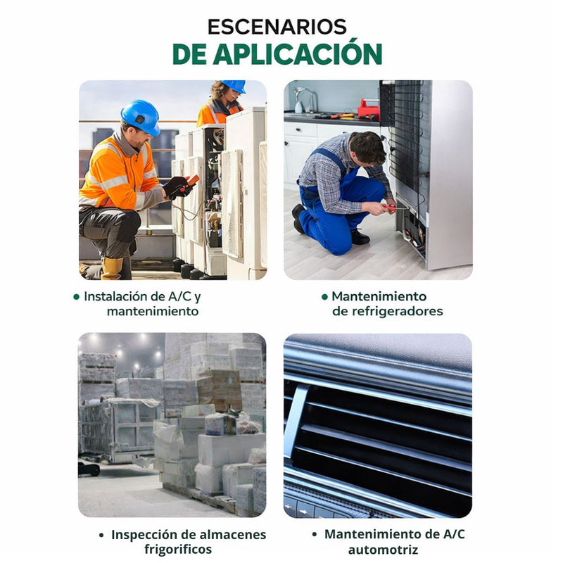 Manómetro Digital HVAC para Refrigeración. Set Medidor de Presión y Vacío 0-6000 KPa con Pantalla LCD. DY523