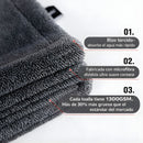 Toalla paño de Microfibra Ultra Absorbente para Secado de Autos Gruesa 1300 GSM. Paño de Secado Automotriz 60×90 cm (24×36"). Color gris.