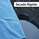 Toalla paño de Microfibra Doble Cara para Secado de Autos Ultra Gruesa 1400 GSM. Paño de Secado Automotriz Ultra Absorbente (60×120cm). Color gris con azul claro.