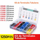 Surtido De Terminales Tubulares. Conjunto De Conectores Eléctricos. Tamaños Variados Para Cable. Set De 1250 Piezas.