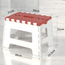 Taburete Banco Plegable Antideslizante 21cm. Soporta hasta 80 kg. Escaloncito Multiusos. Banquito con Asa. Color rojo con blanco.
