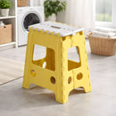 Taburete Plegable Antideslizante 40cm. Soporta hasta 80 kg. Escaloncito Multiusos. Banquito con Asa. Color amarillo con gris.