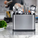 Organizador de Cubiertos para Cocina con Drenaje. Porta Cubiertos de Acero Inoxidable. Escurridor con 4 compartimientos.