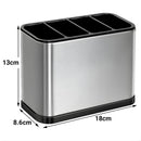 Organizador de Cubiertos para Cocina con Drenaje. Porta Cubiertos de Acero Inoxidable. Escurridor con 4 compartimientos.