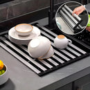 Escurridor Enrollable para Fregador de Cocina (55×32.5cm). Acero Inoxidable 304. Rejilla Plegable Multifuncional.