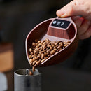 Báscula Scoop digital de precisión 1000g / 0.1g. Café Balanza electrónica para pesar granos, semillas y alimentos. Color walnut (13x10cm).