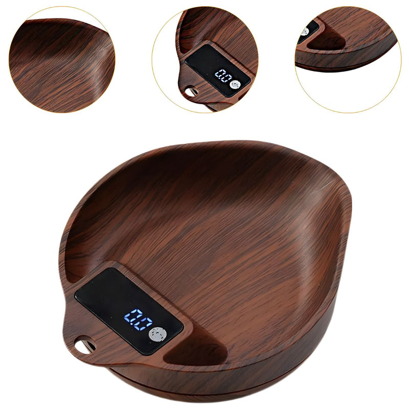 Báscula Scoop digital de precisión 1000g / 0.1g. Café Balanza electrónica para pesar granos, semillas y alimentos. Color walnut (13x10cm).