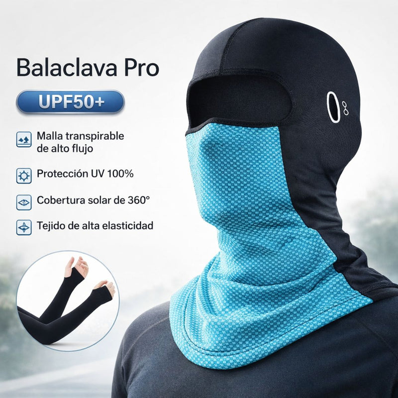 Balaclava Deportiva UPF50+ con 2 Mangas Protectoras para Brazos. Pasamontañas transpirable para Ciclismo, Moto y Actividades al Aire Libre.