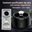 Cenicero Purificador De Aire Con Iones Negativos Recargable Con Filtro De Carbón Activado. Cenicero Eléctrico extractor De Humo. Color negro.