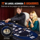 Mesa De Poker Plegable de 72” Para 8 Jugadores Con 8 Portavasos. Mesa De Casino Con reposabrazos Acolchado Impermeable Y Estructura De Acero. Color azul.
