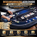 Mesa De Poker Plegable de 72” Para 8 Jugadores Con 8 Portavasos. Mesa De Casino Con reposabrazos Acolchado Impermeable Y Estructura De Acero. Color azul.