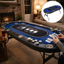 Mesa De Poker Plegable de 72” Para 8 Jugadores Con 8 Portavasos. Mesa De Casino Con reposabrazos Acolchado Impermeable Y Estructura De Acero. Color azul.
