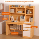 Escritorio de Estudio con Repisas y Gavetas 120x45x131cm. Mueble mesa Multifuncional para Oficina o Dormitorio. Color madera.