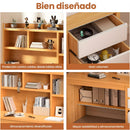 Escritorio de Estudio con Repisas y Gavetas 120x45x131cm. Mueble mesa Multifuncional para Oficina o Dormitorio. Color madera.