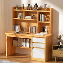 Escritorio de Estudio con Repisas y Gavetas 120x45x131cm. Mueble mesa Multifuncional para Oficina o Dormitorio. Color madera.