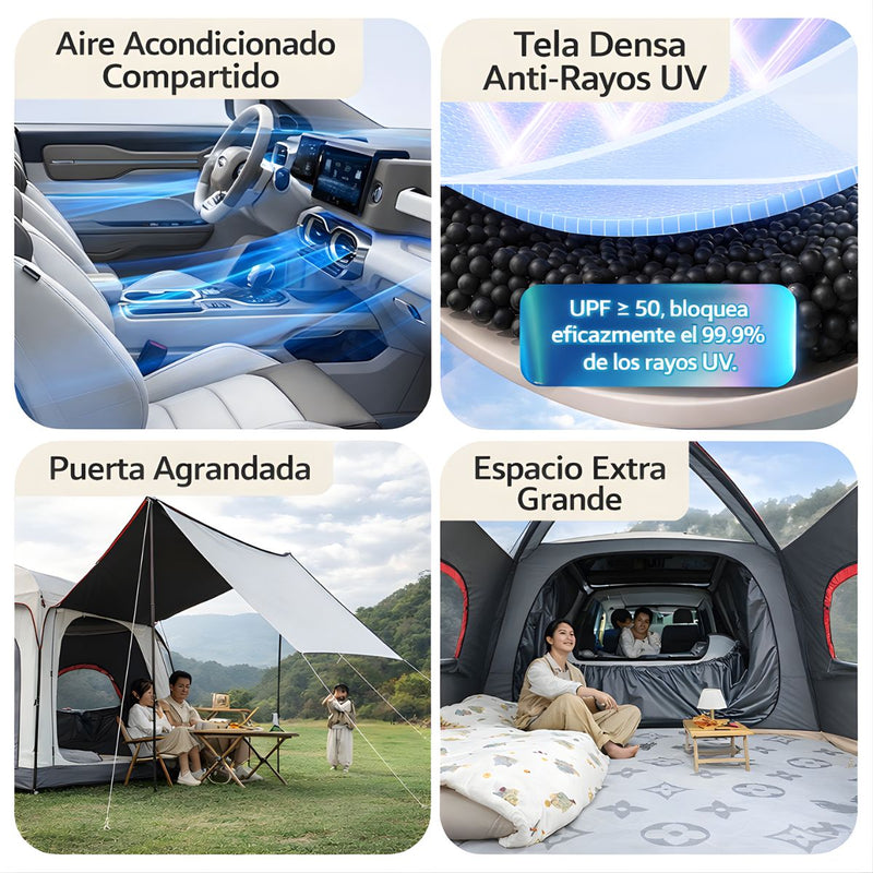 Tienda de Campaña Trasera para SUV con Protección Solar UPF50+.Carpa de Camping para Maletero de SUV con Toldo Exterior (270x270x180cm).