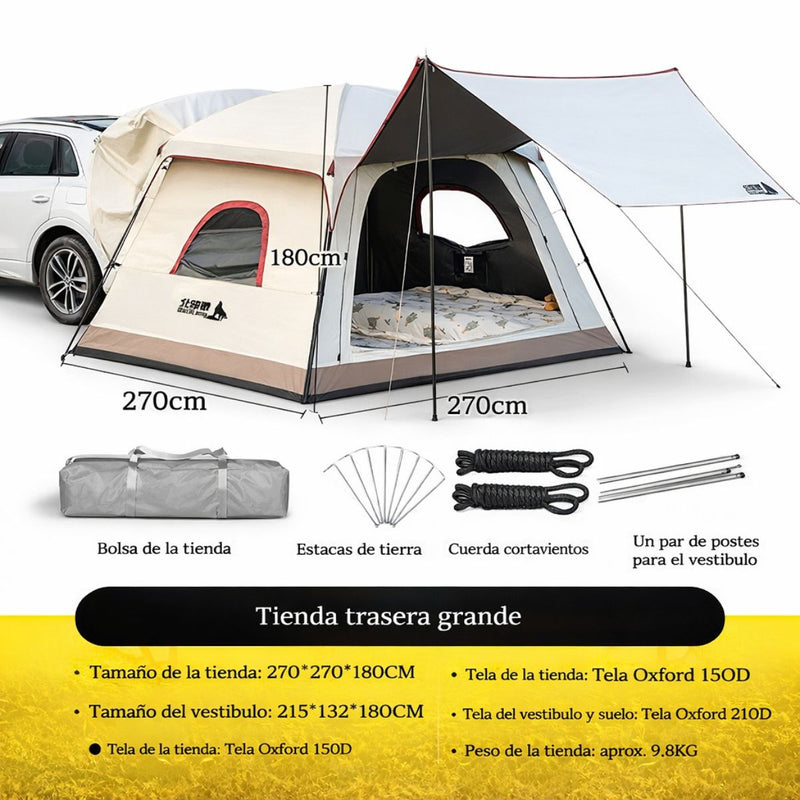 Tienda de Campaña Trasera para SUV con Protección Solar UPF50+.Carpa de Camping para Maletero de SUV con Toldo Exterior (270x270x180cm).