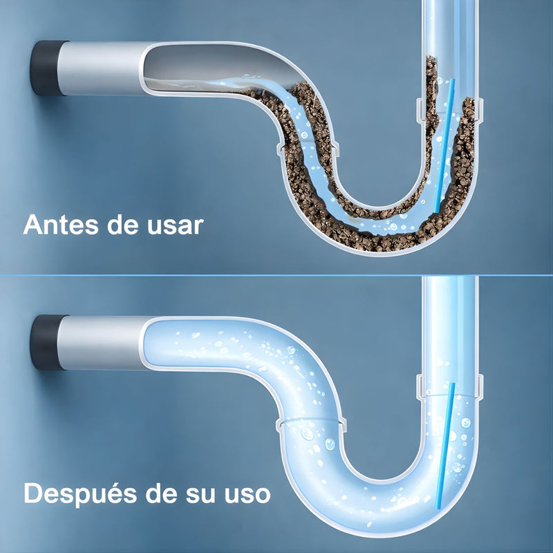 Varillas Destapadoras para Drenajes – Kit Flexible de Limpieza de Tuberías Eliminador de Olor Desagües (Pack de 12 Unidades). Limpia y Previene Obstrucciones.