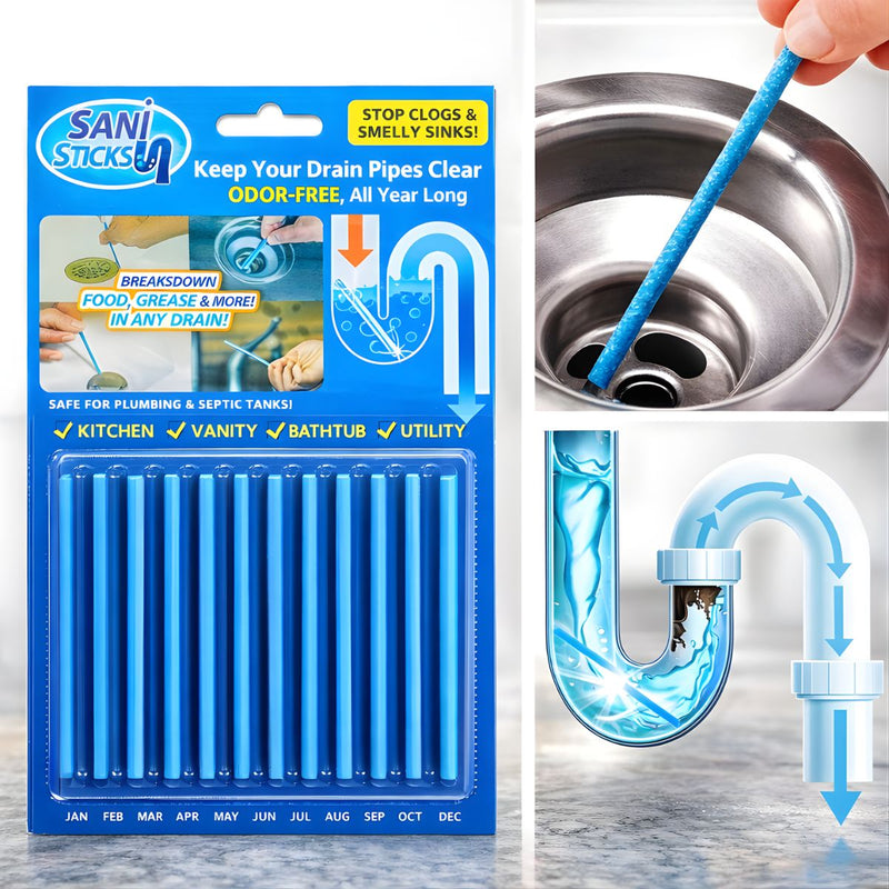 Varillas Destapadoras para Drenajes – Kit Flexible de Limpieza de Tuberías Eliminador de Olor Desagües (Pack de 12 Unidades). Limpia y Previene Obstrucciones.