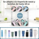 Organizador de Termos Botellas de agua y Vasos. Estante de 3 Niveles Transparente. Soporte para Botellas de Hasta 40 oz.