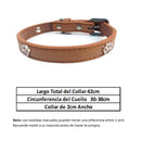 Collar de cuero para mascotas, 2cm Ancho. Color Chocolate