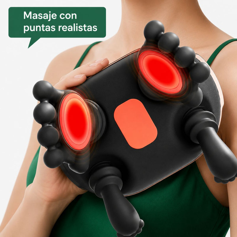 Masajeador para Cuello y Hombros con Masaje Tipo Manos y Dedos con Calor y 3 Niveles 10W. Batería 2000mAh. Color Negro.