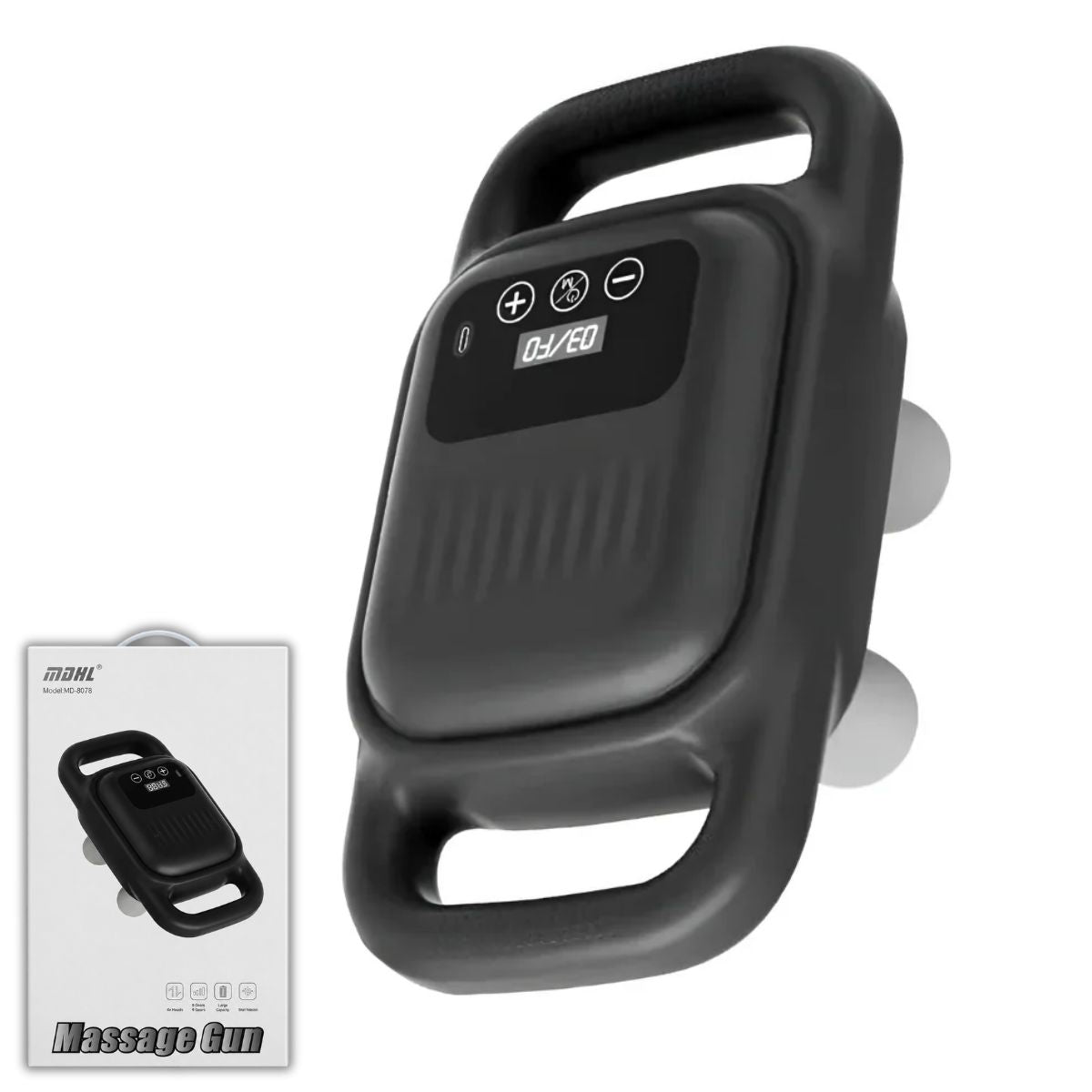 Masajeador Fascia de 4 Cabezales con Calor y Pantalla LCD, 3 Modos, 4 Niveles de Intensidad. Máquina de Masajes USBC Con Batería 8000mAh.