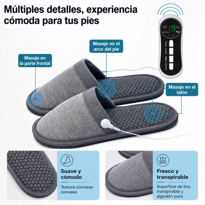 Pantuflas de Masaje Eléctricas USBC con 8 Modos de Masaje y 19 Niveles de Intensidad. Masajeador de Pies Talla 40-43. Color Gris Oscuro.
