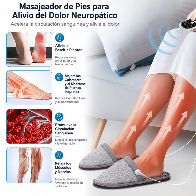 Pantuflas de Masaje Eléctricas USBC con 8 Modos de Masaje y 19 Niveles de Intensidad. Masajeador de Pies Talla 40-43. Color Gris Oscuro.