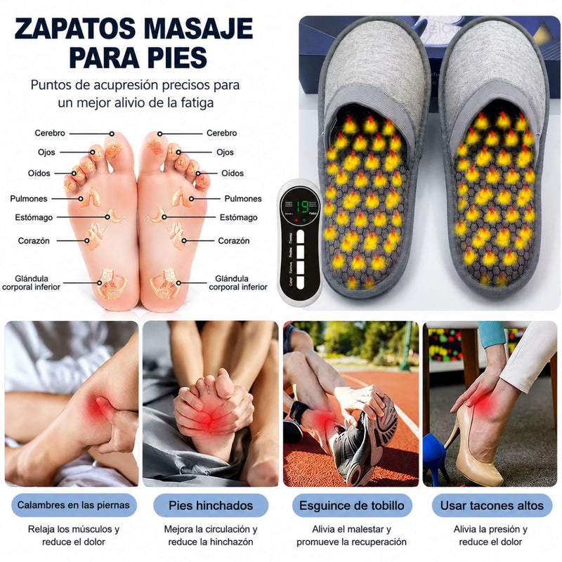 Pantuflas de Masaje Eléctricas USBC con 8 Modos de Masaje y 19 Niveles de Intensidad. Masajeador de Pies Talla 40-43. Color Gris Oscuro.