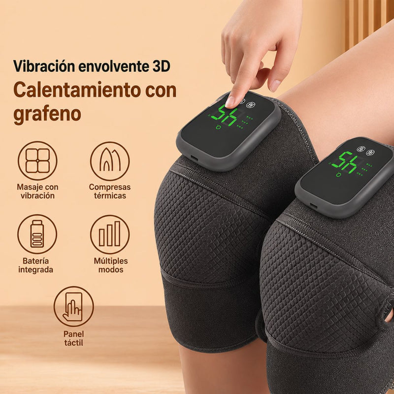 Masajeador Articular de Grafeno con Calor Profundo e Infrarrojo de 1200mAh para Rodillas, Hombros y Codos con Vibración y 3 Intensidades.