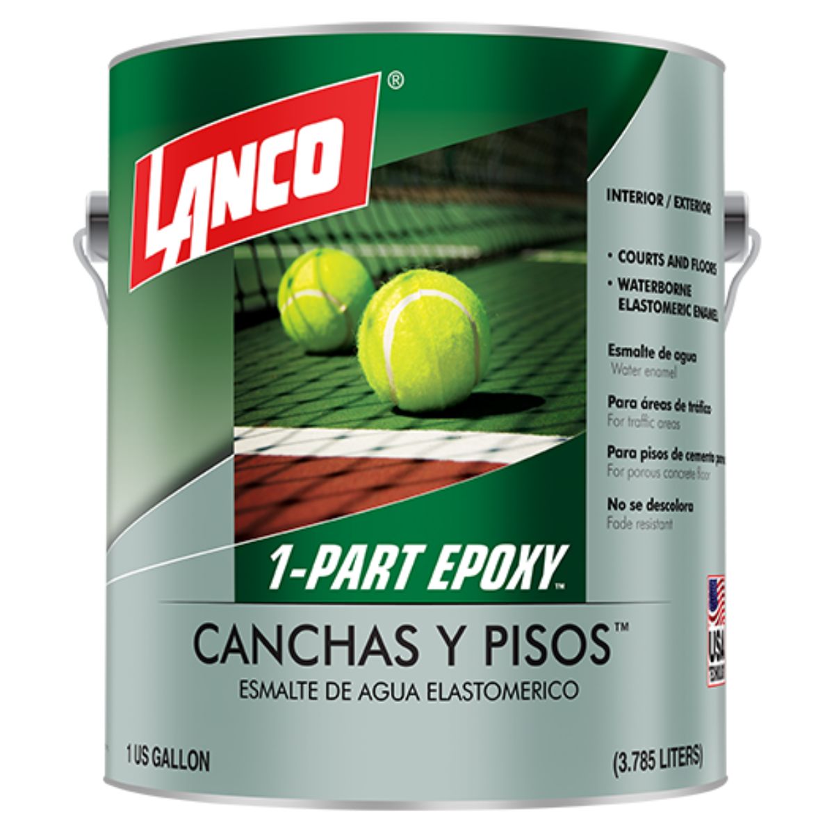 Pintura de esmalte para Canchas y Pisos 1-Part Epoxy. Color blanco (1 Galón). Lanco.