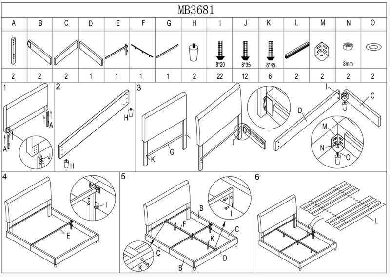 Camas fáciles de armar color gris con respaldar cabecera acolchado