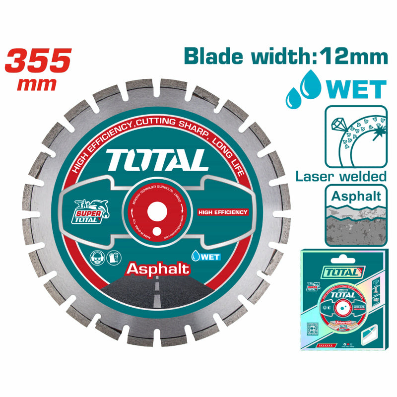 Disco de diamante para cortar asfalto 405mm 16" x 25.4mm. Ancho de la hoja 12 mm. Soldado con laser
