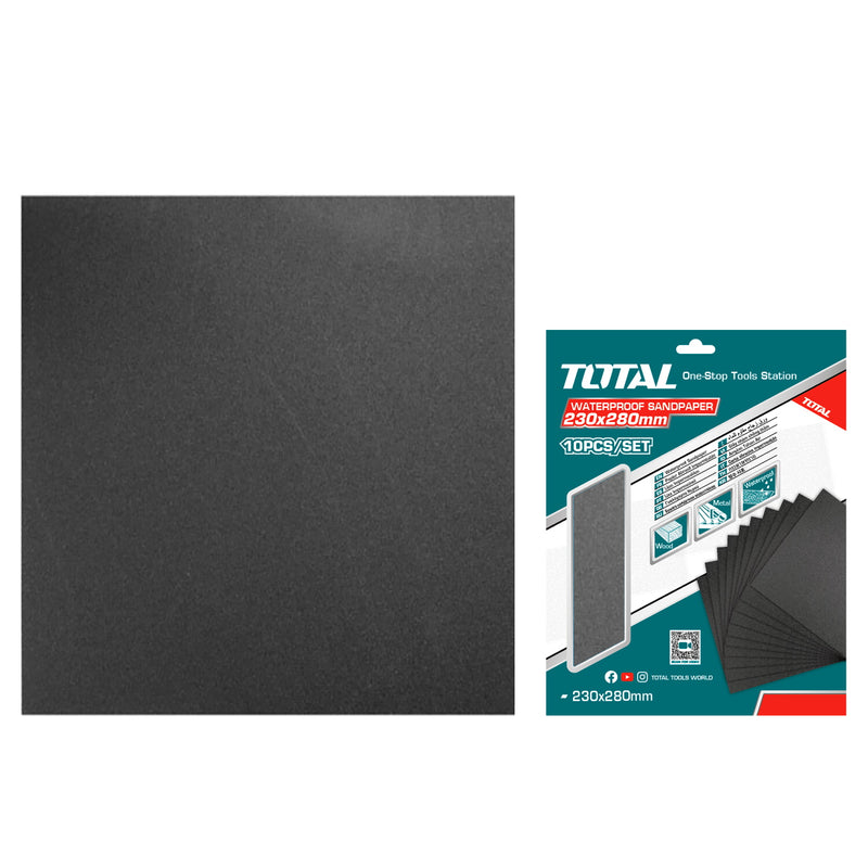 Papel de Lija Grano P1500. A prueba de agua. 230 mm x 280 mm. Set 10 Hojas.