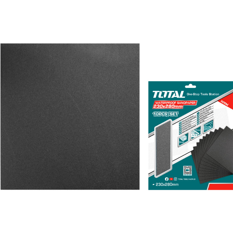 Papel de Lija Grano P100. A prueba de agua. 230 mm x 280 mm. Set 10 Hojas.