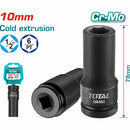 Dados Sockets impacto1/2" 78mm. Material CrMo. 10 mm. Extrusión en Frío.