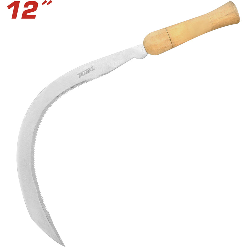 Segadora Hoz con mango de madera. 12". Acero al carbono.