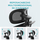 Silla Ergonómica de Oficina con Reposapiés y Reposacabezas, Respaldo Reclinable y Asiento Anatómico. Silla de Escritorio con Malla Transpirable. Color Negro