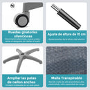 Silla de Oficina Ergonómica con Reposacabezas de Malla y Respaldo Transpirable. Silla de Escritorio con Brazos Fijos y Ruedas Nylon. Color Gris