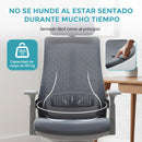 Silla de Oficina Ergonómica con Reposacabezas de Malla y Respaldo Transpirable. Silla de Escritorio con Brazos Fijos y Ruedas Nylon. Color Gris