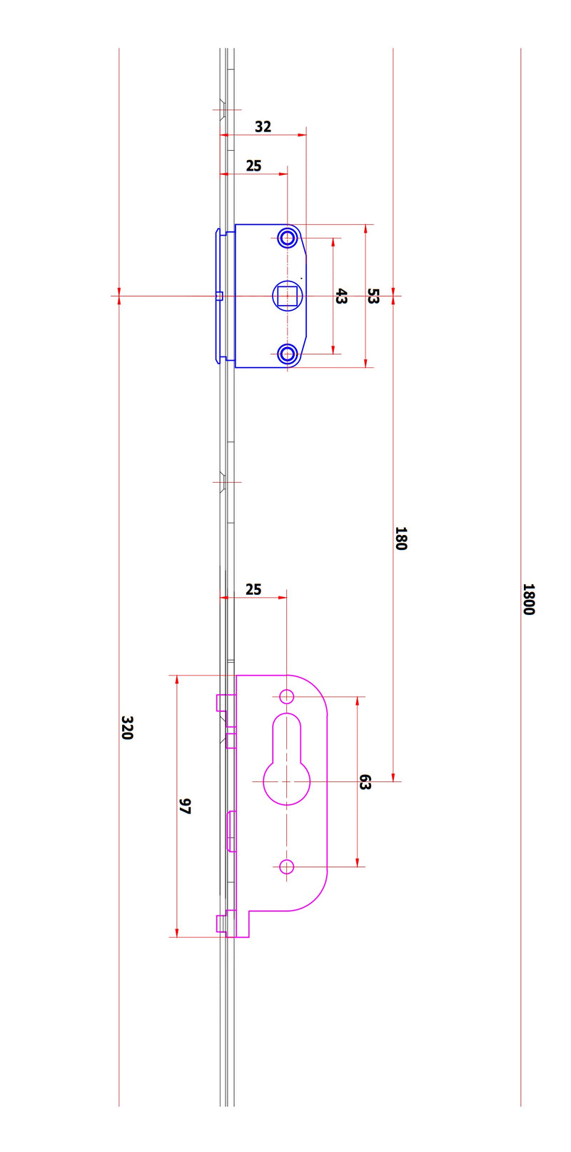 Cuerpo Cierre Multipunto. Tope Antivuelco. Tiene 3 punto Cierre. Funcion con Cilindro Europeo.