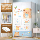 Armario Infantil De Osito Con Clóset Para Colgar + 3 Cajones Amplios. Closet Organizador De Ropa Para Niños. Estante de 4 niveles (135x75x38cm).