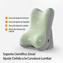 Cojín Ortopédico Lumbar Ergonómico Para Espalda Y Cuello. Almohada De Soporte Cervical Y Lumbar Con Diseño Anatómico. Color verde.