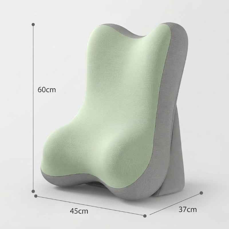 Cojín Ortopédico Lumbar Ergonómico Para Espalda Y Cuello. Almohada De Soporte Cervical Y Lumbar Con Diseño Anatómico. Color verde.