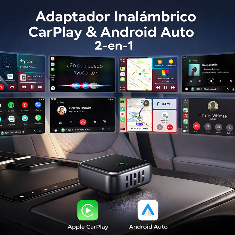 Adaptador Inalámbrico CarPlay y Android Auto para Auto. Convierte CarPlay/Android Auto con Cable a Wireless. Color gris oscuro 97GT.