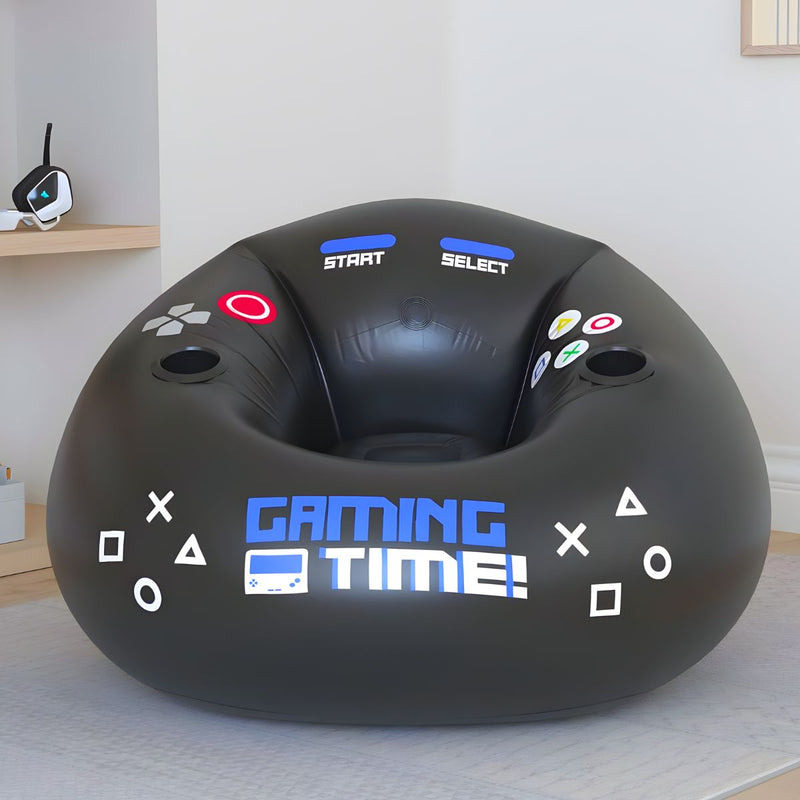 Sillón Inflable Ergonómico Con Portavasos Y Bolsillo Lateral. Sofá con Diseño gamer (105x105x70cm).
