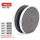 Burlete de Espuma Autoadhesivo para Puertas y Ventanas | Aislante de Ruido, Polvo y Aire Poliuretano 15mmx10mm (2 Rollos). Tira de Sellado gris.