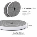 Burlete de Espuma Autoadhesivo para Puertas y Ventanas | Aislante de Ruido, Polvo y Aire Poliuretano 15mmx10mm (2 Rollos). Tira de Sellado gris.