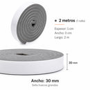 Burlete de Espuma Autoadhesivo para Puertas y Ventanas | Aislante de Ruido, Polvo y Aire 30mmx10mm (1 Rollo). Tira de Sellado gris.